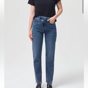 Agolde criss-cross straight jean in Range wash